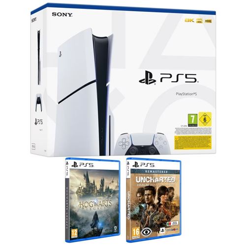 Consola Playstation PS5 Slim Standard + Hogwarts Legacy PS5 + Uncharted Collection Legacy of Thieves PS5 For Cheap