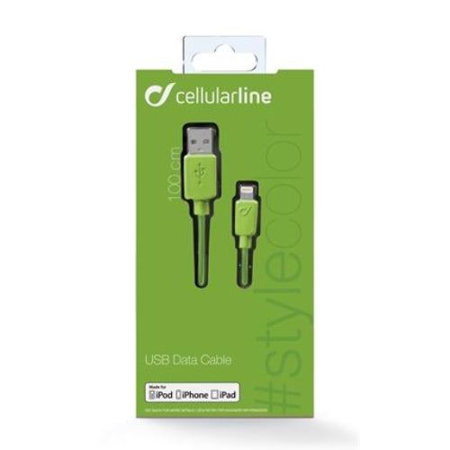 Cabo de Dados Cellularline Tipo A Lightning USB 2.0 1 mt Verde Online Sale