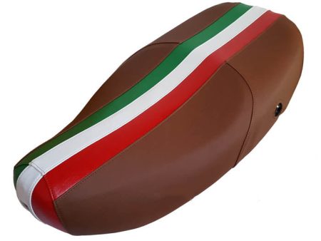 Vespa LX 50   150 Cinnamon Brown or Black  Italian Racing Stripe Seat Cover Discount